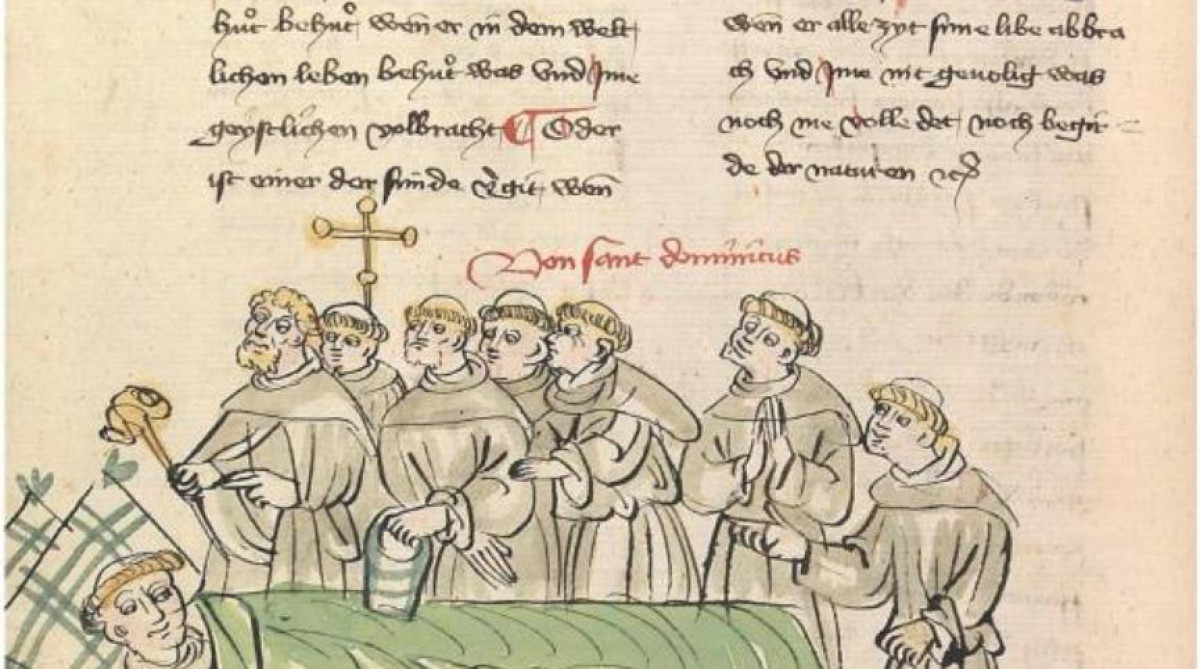 800 Jahre Heiliger Dominikus: Novizenmeister und junge Dominikaner sprechen in Stapelfeld