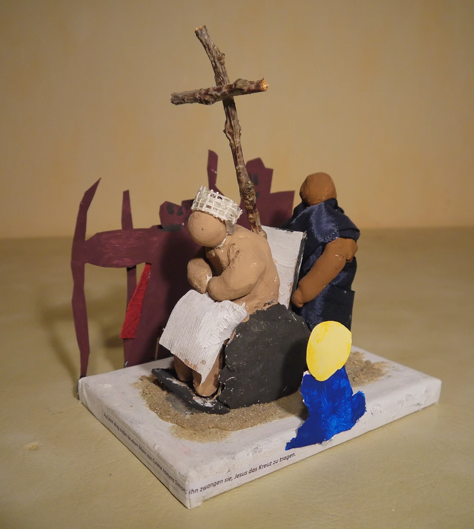 gebastelte Version des Kreuzweges von Jesus