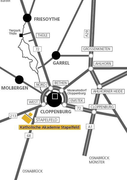 Anfahrtsskizze zur Katholischen Akademie Stapelfeld